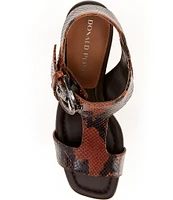 Donald Pliner Erin Snake Embossed Leather T-Strap Sandals