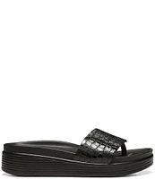 Donald Pliner Fifi Crocodile Patent Leather Platform Thong Sandals