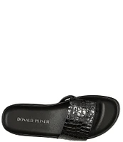 Donald Pliner Fifi Crocodile Patent Leather Platform Thong Sandals