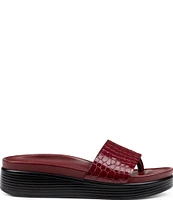 Donald Pliner Fifi Crocodile Patent Leather Platform Thong Sandals