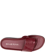 Donald Pliner Fifi Crocodile Patent Leather Platform Thong Sandals