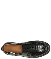 Donald Pliner Halie Crocodile Embossed Patent Leather Slingback Penny Loafers