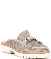 Donald Pliner Hampton Metallic Suede Platform Loafer Mules