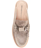 Donald Pliner Hampton Metallic Suede Platform Loafer Mules