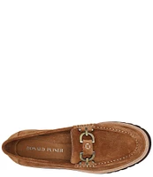 Donald Pliner Helio Suede Hardware Detail Lug Sole Platform Loafers