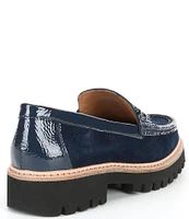 Donald Pliner Helio Suede Hardware Patent Detail Lug Sole Platform Loafers