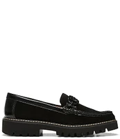 Donald Pliner Helio Suede Hardware Patent Detail Lug Sole Platform Loafers