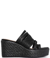 Donald Pliner Ithaca Leather Platform Wedge Toe Ring Sandals