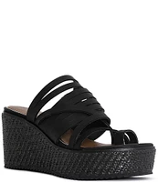 Donald Pliner Ithaca Leather Platform Wedge Toe Ring Sandals