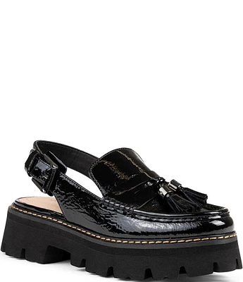 Donald Pliner Marsha Patent Leather Slingback Tassel Loafers