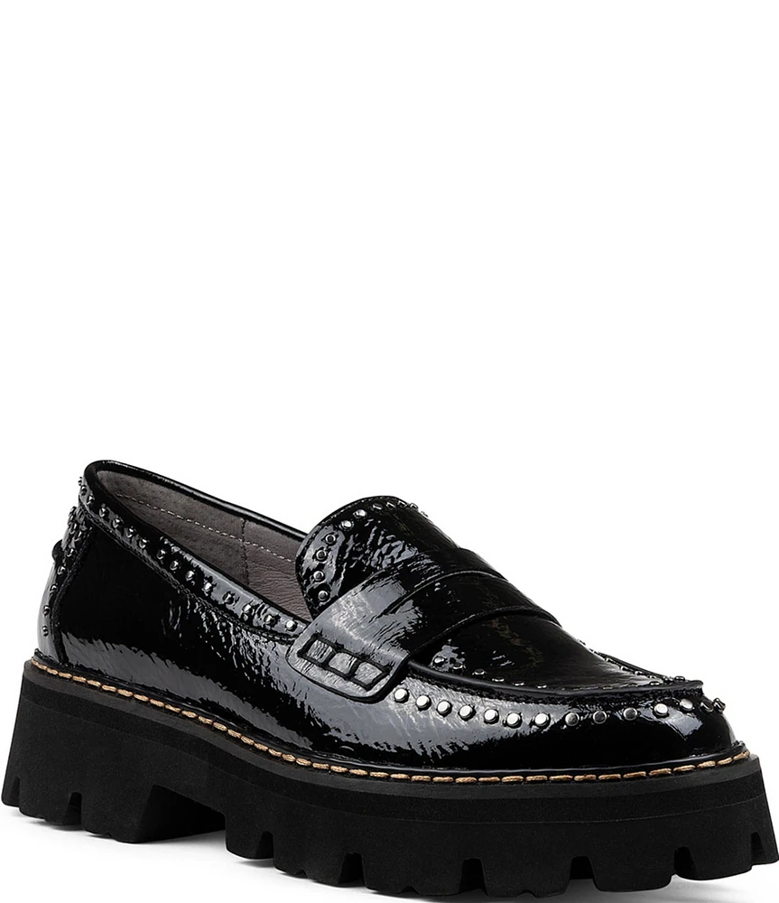 Donald Pliner Massy Patent Leather Lug Sole Loafers