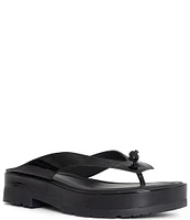 Donald Pliner Seena Crinkle Patent Leather Platform Thong Sandals