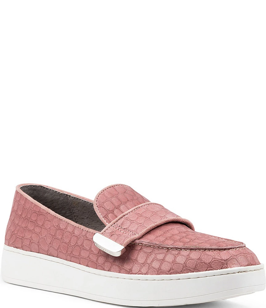 Donald Pliner Tamara Crocodile Embossed Leather Slip-On Sneakers