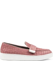 Donald Pliner Tamara Crocodile Embossed Leather Slip-On Sneakers