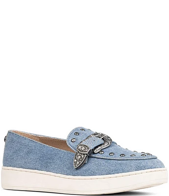 Donald Pliner Tamara Denim Studded Platform Loafers