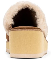 Donald Pliner Ullian Suede Shearling Lined Wedge Mules