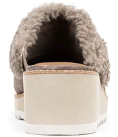 Donald Pliner Ullian Suede Shearling Lined Wedge Mules