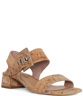 Donald Pliner Vixi Cork Buckled Block Heel Sandals