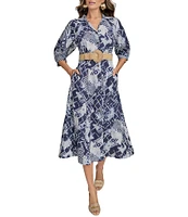 Donna Karan Abstract Print Button Front Shirt Dress