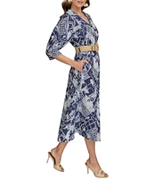 Donna Karan Abstract Print Button Front Shirt Dress