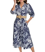 Donna Karan Abstract Print Button Front Shirt Dress