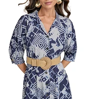 Donna Karan Abstract Print Button Front Shirt Dress