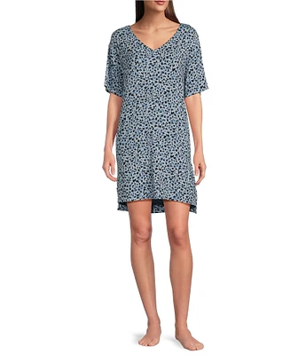 Donna Karan Abstract Print Short Sleeve Scoop Neck Sleepshirt