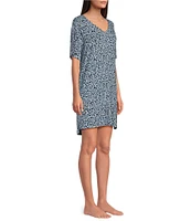 Donna Karan Abstract Print Short Sleeve Scoop Neck Sleepshirt