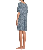 Donna Karan Abstract Print Short Sleeve Scoop Neck Sleepshirt