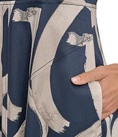 Donna Karan Abstract Print Sweetheart Neck Midi Dress