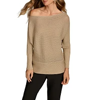 Donna Karan Asymmetrical Neck Long Sleeve Wide Hemline Top