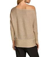 Donna Karan Asymmetrical Neck Long Sleeve Wide Hemline Top