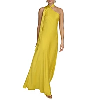 Donna Karan Asymmetrical Neck One Shoulder Side Drape Sheath Gown