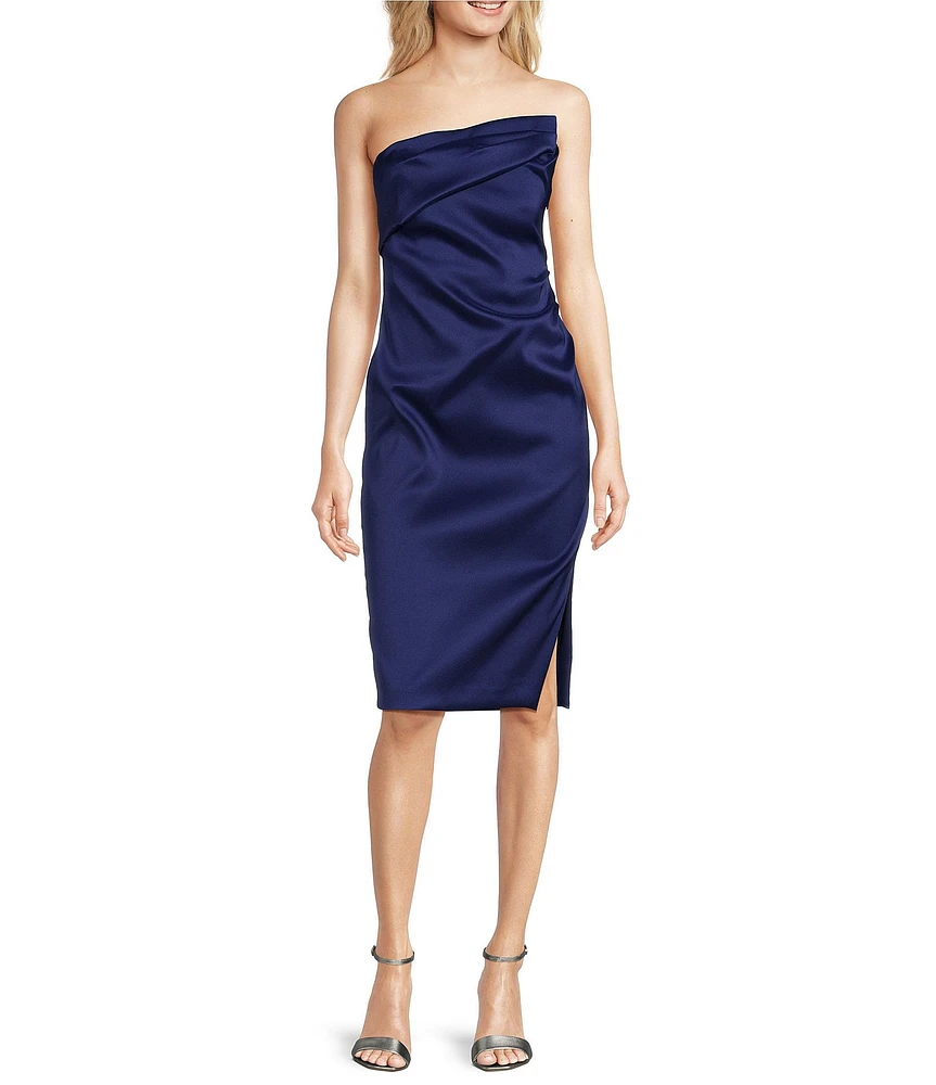 Donna Karan Asymmetrical Strapless Neck Sheath Dress