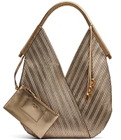 Donna Karan Baldwin Large Metallic Stripe Shoulder Bag