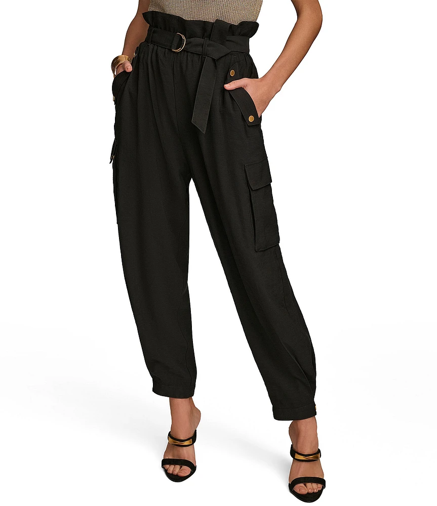 Donna Karan Belted High Rise Cargo Pants