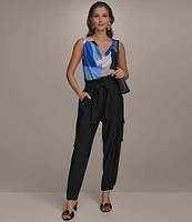 Donna Karan Belted High Rise Cargo Pants