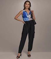Donna Karan Belted High Rise Cargo Pants