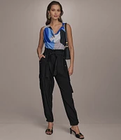 Donna Karan Belted High Rise Cargo Pants
