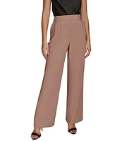 Donna Karan Bi-Stretch Pleated High Rise Wide Leg Pant