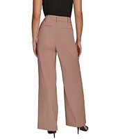 Donna Karan Bi-Stretch Pleated High Rise Wide Leg Pant