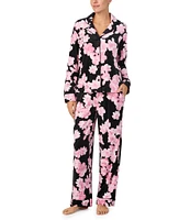 Donna Karan Print Long Sleeve Notch Collar Pant Pajama Set