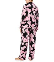 Donna Karan Print Long Sleeve Notch Collar Pant Pajama Set