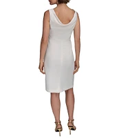 Donna Karan Boat Neck Chain Belt Sheath Dress