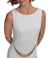 Donna Karan Boat Neck Chain Belt Sheath Dress