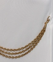 Donna Karan Boat Neck Chain Belt Sheath Dress
