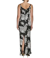 Donna Karan Boat Neck Floral Print Sheath Dress