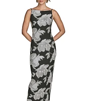 Donna Karan Boat Neck Floral Print Sheath Dress