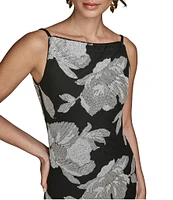 Donna Karan Boat Neck Floral Print Sheath Dress
