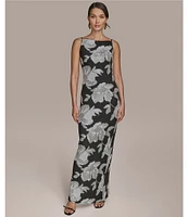 Donna Karan Boat Neck Floral Print Sheath Dress